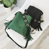 Frosted Leather Bucket Bag Retro Messenger Shoulder Handbag