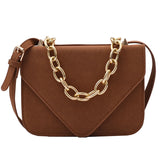 Nubuck Flap Clutch Purse with Metal Chain Shoulder Bag