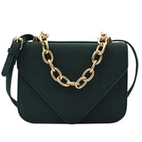 Nubuck Flap Clutch Purse with Metal Chain Shoulder Bag