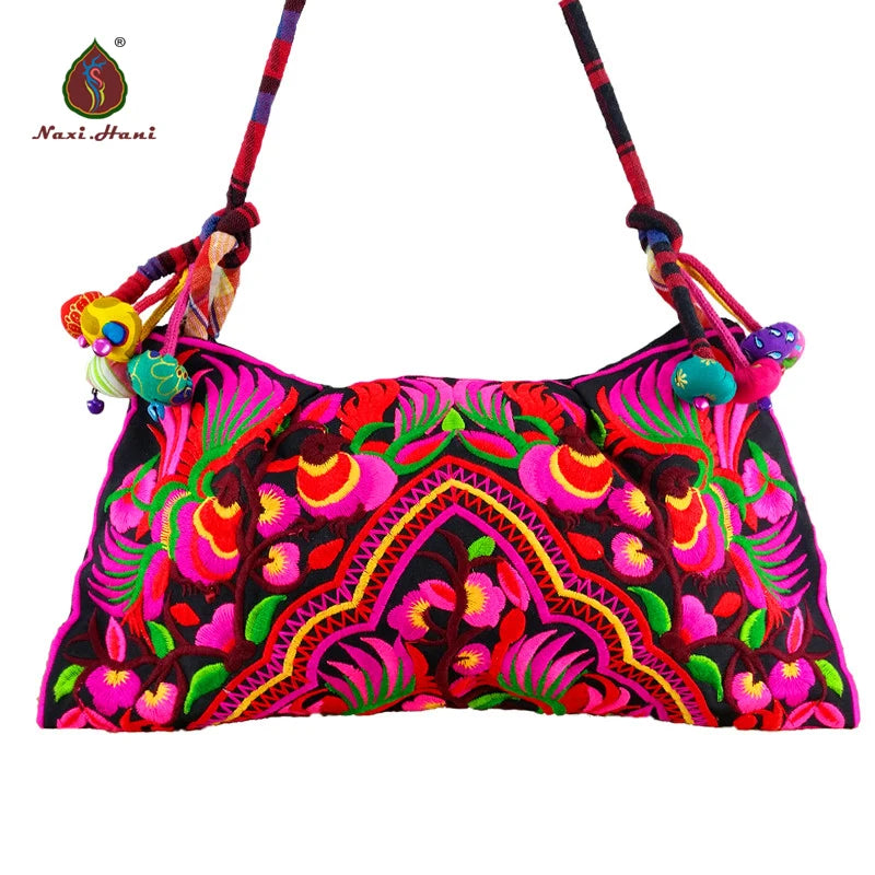 Ethnic Cotton Embroidered Crossbody Bag Vintage Canvas Women Shoulder Bag