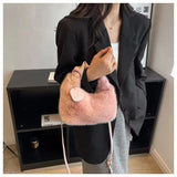 Faux Fur Small Lady Shoulder Crossbody Bag Casual Tote
