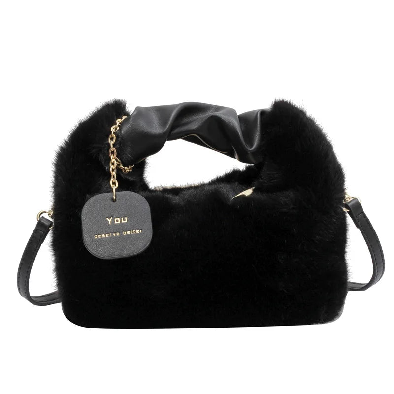 Faux Fur Small Lady Shoulder Crossbody Bag Casual Tote