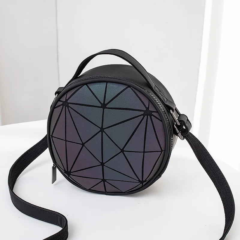 Reflective Geometric Holographic Crossbody Bag for Party