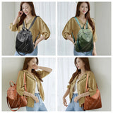 Zipper Backpack PU Leather Waterproof Bag College Student Bag