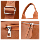 Zipper Backpack PU Leather Waterproof Bag College Student Bag