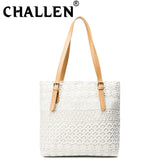 Bohemian Straw Bag Lace Top-Handle Large Capacity Rattan Beach Tote Bucket