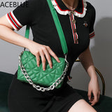Thick Chains PU Leather Crossbody Shoulder Bag Quilted Lady Handbag Clutch