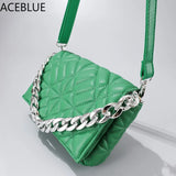 Thick Chains PU Leather Crossbody Shoulder Bag Quilted Lady Handbag Clutch