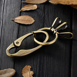 Brass Keychain Men Car Metal Keychains Male Retro Key Ring Waist Hanging