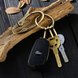 Brass Keychain Men Car Metal Keychains Male Retro Key Ring Waist Hanging