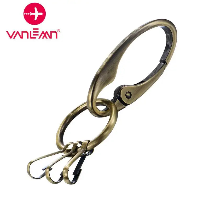 Brass Keychain Men Car Metal Keychains Male Retro Key Ring Waist Hanging