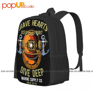 Brave Hearts Dive Deep Diver Backpack Large Capacity Schoolbag