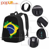 Brazil Flag Backpack Large Capacity Bookbag Portable 3D Printing