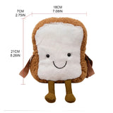 Toast Bread Plush Purse Messenger Bag for Office School Travel
