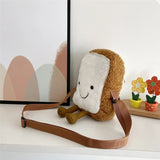 Toast Bread Plush Purse Messenger Bag for Office School Travel