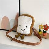 Toast Bread Plush Purse Messenger Bag for Office School Travel