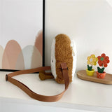 Toast Bread Plush Purse Messenger Bag for Office School Travel