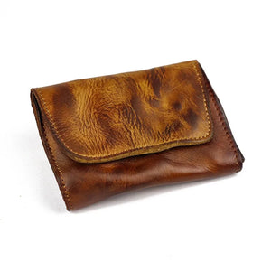 Vintage Leather Wallet Men Women Small Purse Female Portfolio