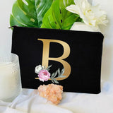 Floral Alphabet Print Makeup Bags Bridesmaid Cosmetic Case