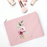 Floral Letter Print Bridesmaid Makeup Bag Cosmetic Bags Bridal Party Make Up Cas
