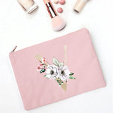 Floral Letter Print Bridesmaid Makeup Bag Cosmetic Bags Bridal Party Make Up Cas