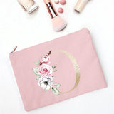 Floral Letter Print Bridesmaid Makeup Bag Cosmetic Bags Bridal Party Make Up Cas
