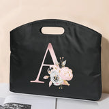 Pink Flower Letter Conference Tablet Bag Business Handbag