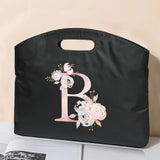 Pink Flower Letter Conference Tablet Bag Business Handbag