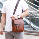 Men's Leather Laptop Briefcase Messenger Bag