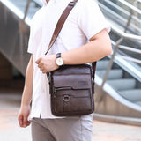Men's Leather Laptop Briefcase Messenger Bag