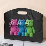 Cartoon Bear Printed Laptop Protection Case Business Document Tote