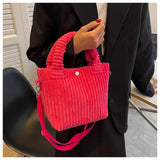 Corduroy Bucket Bag Women Plush Purses Handbags Ladies Tote