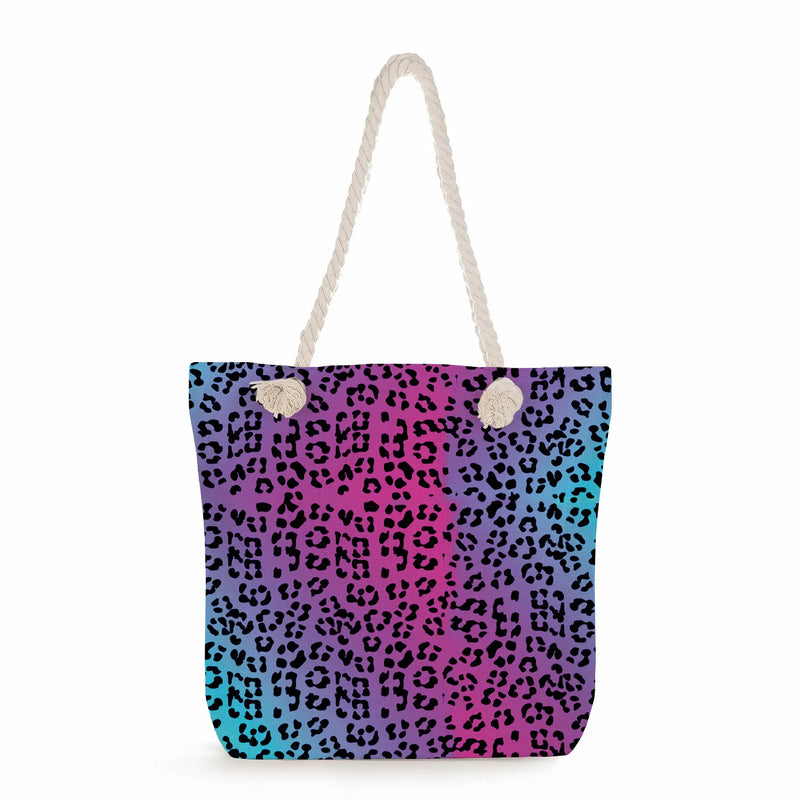 Bright Leopard Tote Bags for Women High Capacity Travel Beach Package