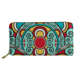 Boho Floral Print Long Wallet Zipper Phone Bag for Girls Clutch Purse