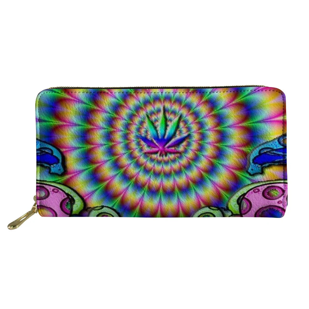 Boho Floral Print Long Wallet Zipper Phone Bag for Girls Clutch Purse