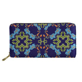 Boho Floral Print Long Wallet Zipper Phone Bag for Girls Clutch Purse