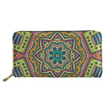 Boho Floral Print Long Wallet Zipper Phone Bag for Girls Clutch Purse