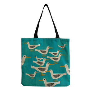 Colorful Pigeon Printed Tote Shoulder Bag Women Eco Reusable Shopper Bag