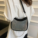 Diamond Shoulder Bag Chains Decor Crossbody Messenger Handbag Totes