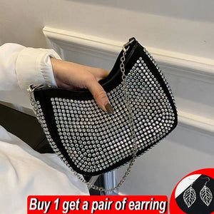 Diamond Shoulder Bag Chains Decor Crossbody Messenger Handbag Totes