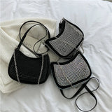 Diamond Shoulder Bag Chains Decor Crossbody Messenger Handbag Totes