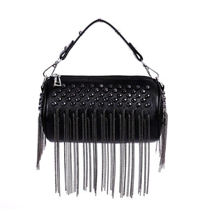Bright Diamonds Women's Chain Shoulder Bag Fringe Leather Handbag