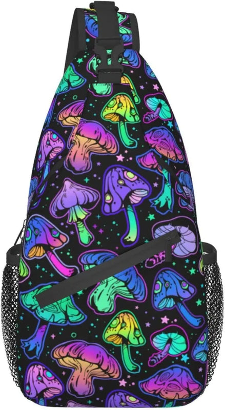 Psychedelic Mushrooms Chest Bag Crossbody Sling Travel Backpack