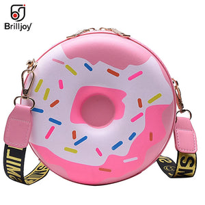 Donut Shape Shoulder Bag Leather Crossbody Bags Girls Round Purse