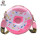 Donut Shape Shoulder Bag Leather Crossbody Bags Girls Round Purse