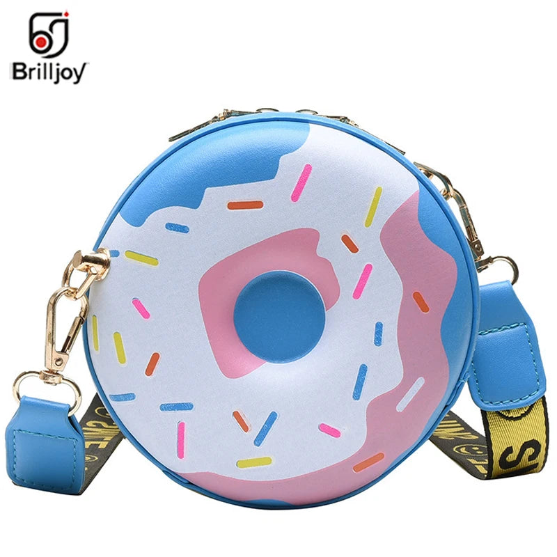 Donut Shape Shoulder Bag Leather Crossbody Bags Girls Round Purse