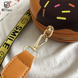 Donut Shape Shoulder Bag Leather Crossbody Bags Girls Round Purse