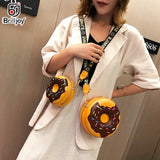 Donut Shape Shoulder Bag Leather Crossbody Bags Girls Round Purse