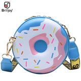 Donut Shape Shoulder Bag Leather Crossbody Bags Girls Round Purse