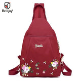 Embroidery Backpack Women Oxford Anti Theft Schoolbag Travel Backpack